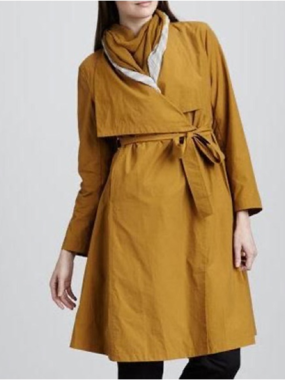Eileen Fisher Mustard Trench Coat - Picture 2 of 9